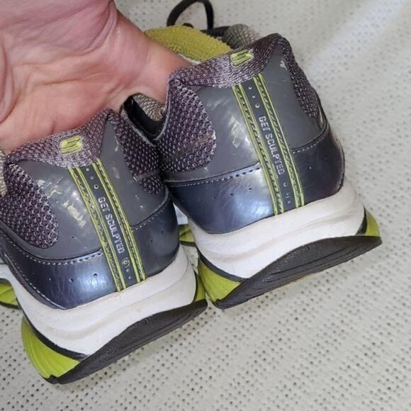 Skechers Shape-Ups Silver/Green Sz. 7.5 Athletic Sneakers - Picture 5 of 9